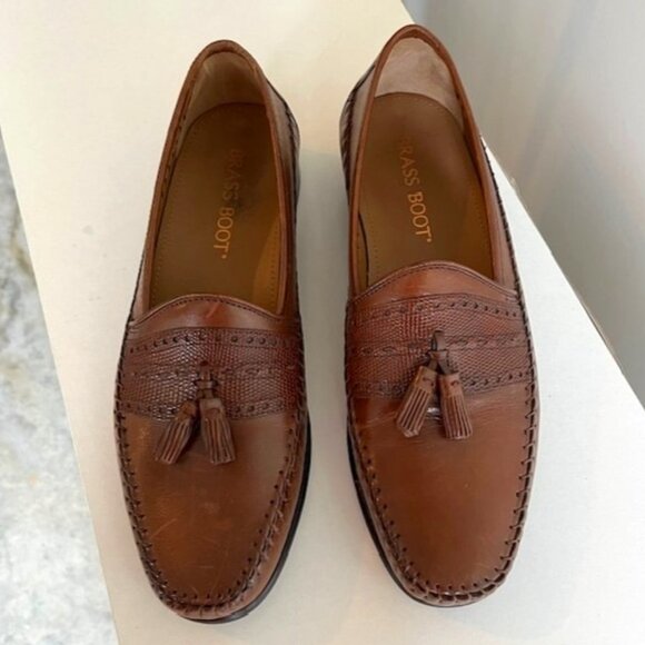 Brass Boot Men's Tassel Leather Brown Loafers - Sz 10M - Picture 2 of 6